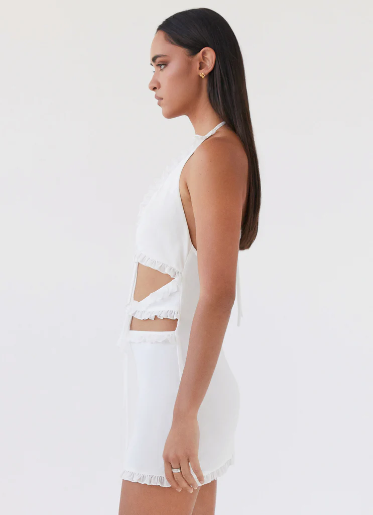 Vestito Mini con Pieghe Love Exchange - Bianco