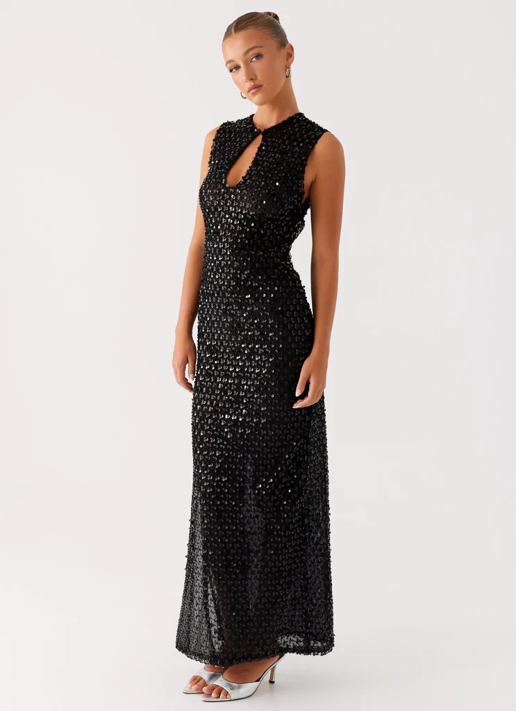 Vestito Maxi con Paillettes Kore - Nero