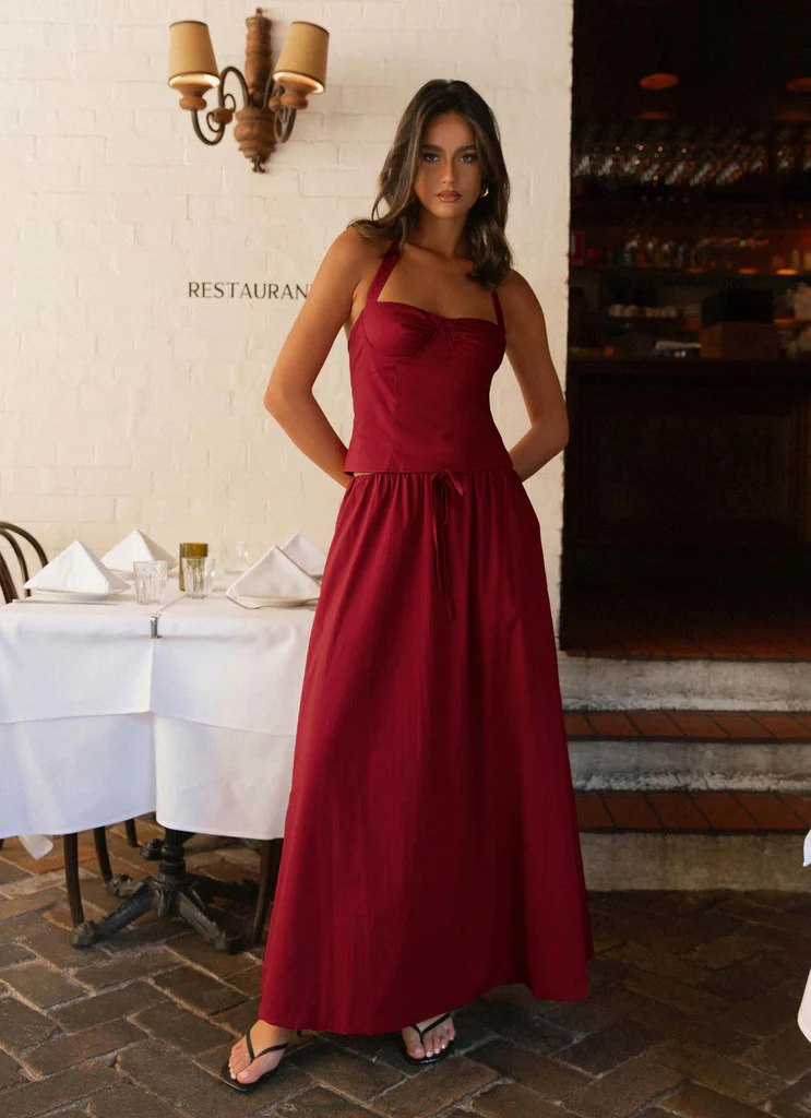 Cheryl Maxi Skirt - Rosso Ciliegia