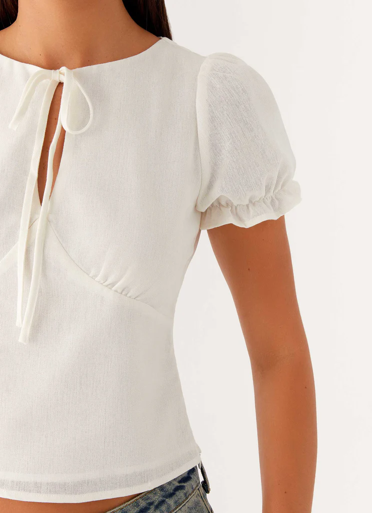 Top con maniche a sbuffo These Words - Bianco