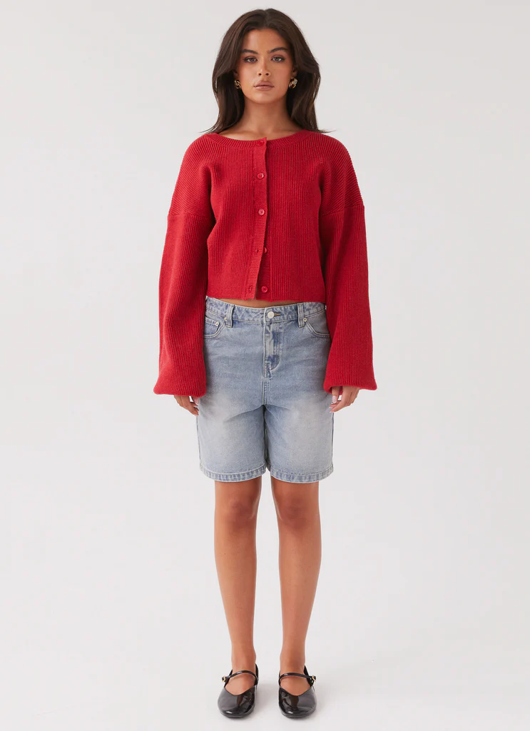 Cardigan Daphne in Maglia - Ciliegia