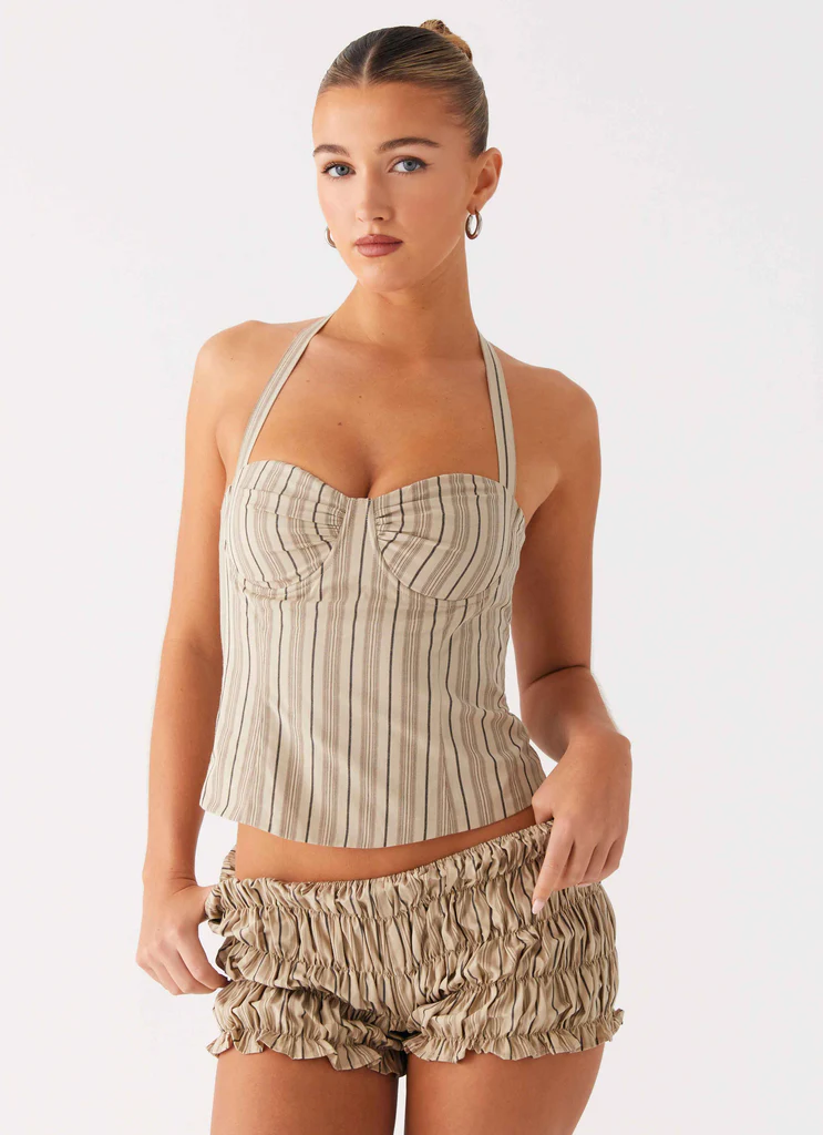 Top Bustier a spalline Cheryl - Avena a righe