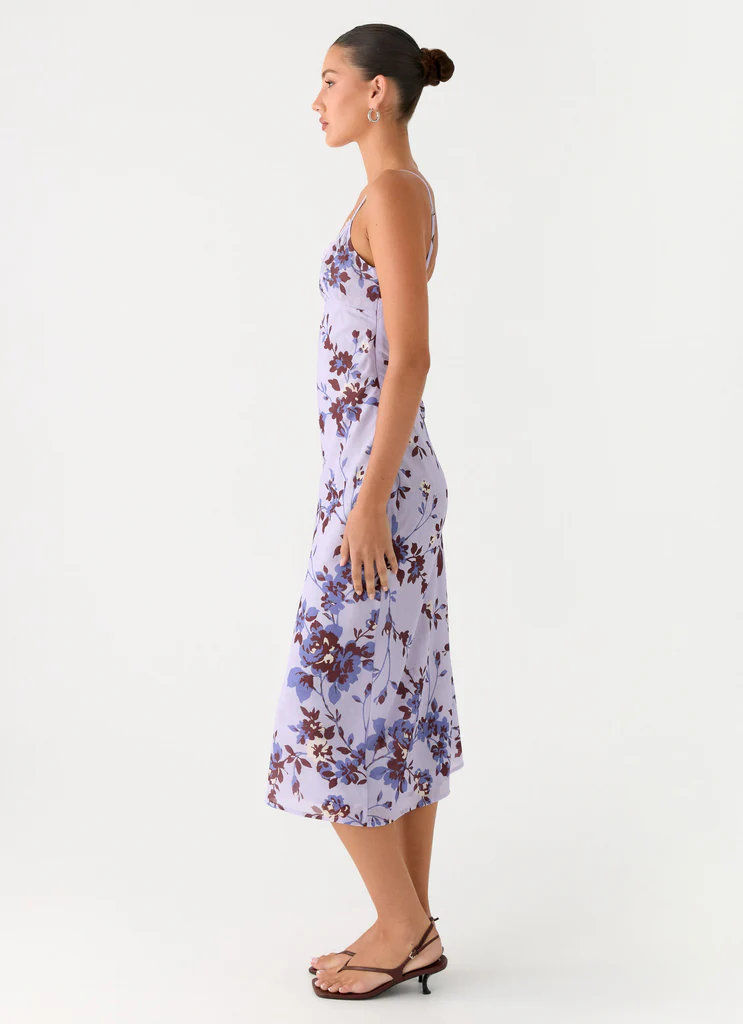 Bluma Lace Trim Midi Dress - Fiore di Lillà Antico