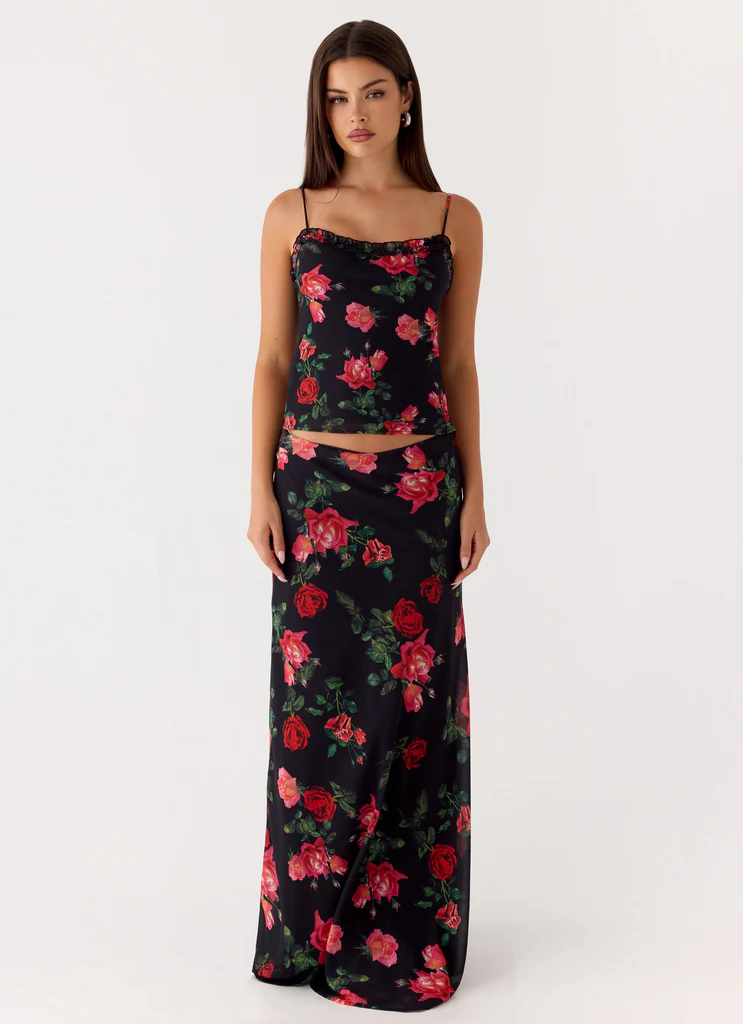 Gonna Maxi in Chiffon Star Girl - Midnight Bloom