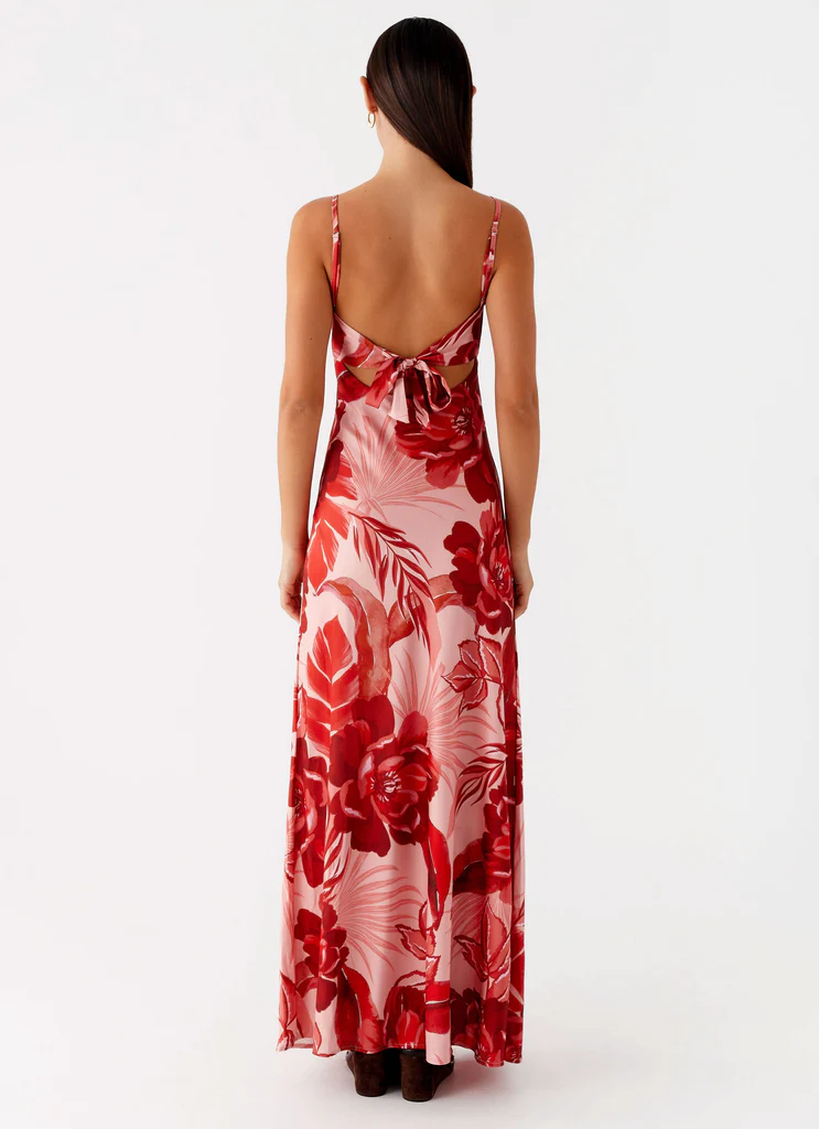 Abito Maxi in Seta Flora - Stampa Sicily Sunsets