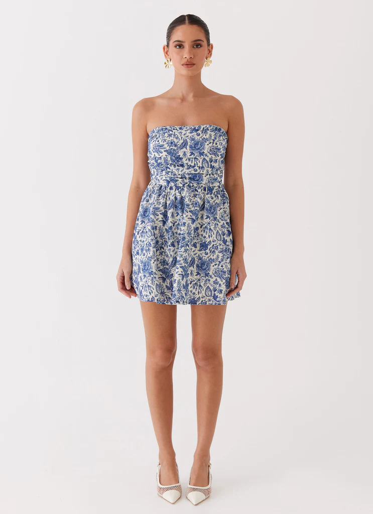 Vestito Mini in Lino Forget Me Not - Blu Paisley