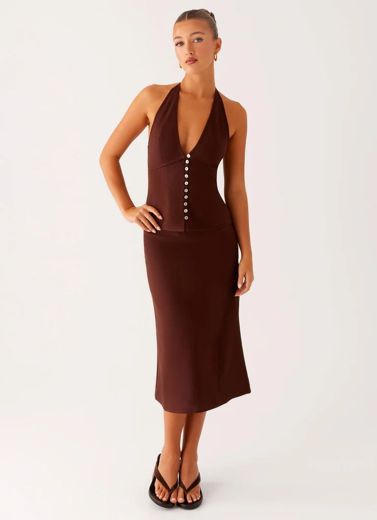 Esther Midi Skirt - Cioccolato