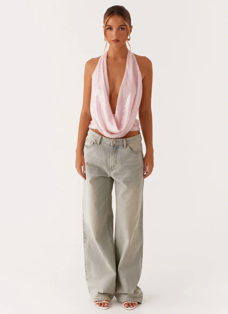 Top in paillettes Sawyer - Rosa