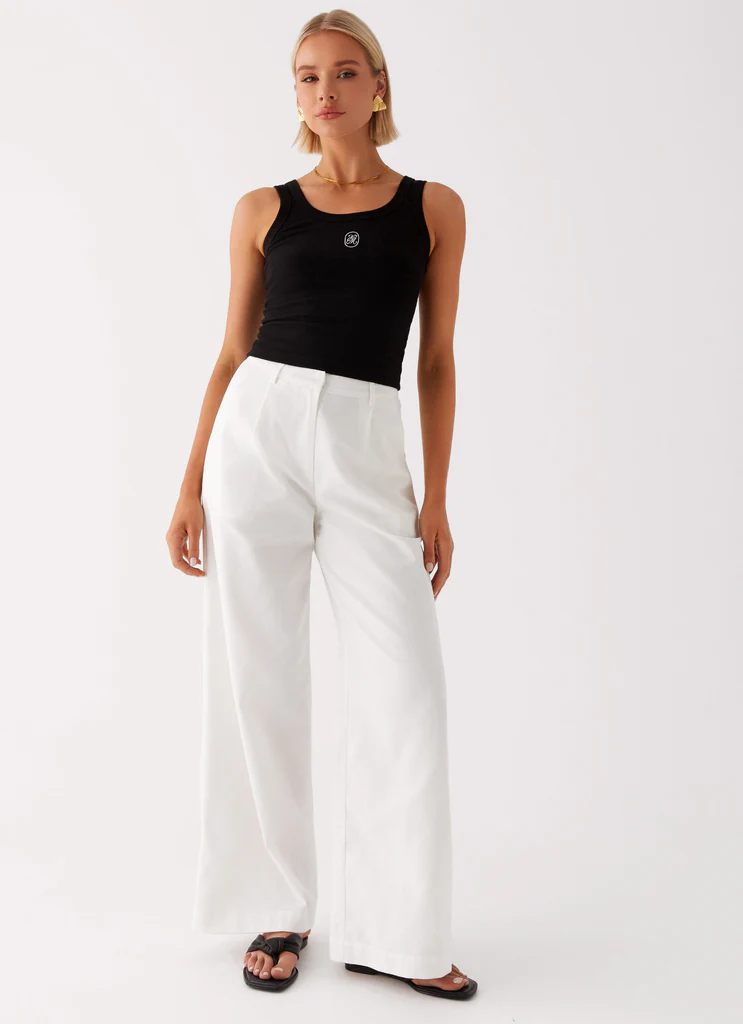 Pantaloni Lino a Fondo Largo Heatwave - Bianco