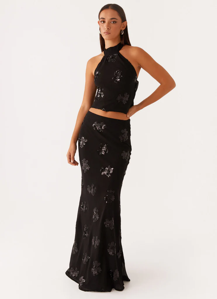 Only Girl Maxi gonna in paillettes - Nero
