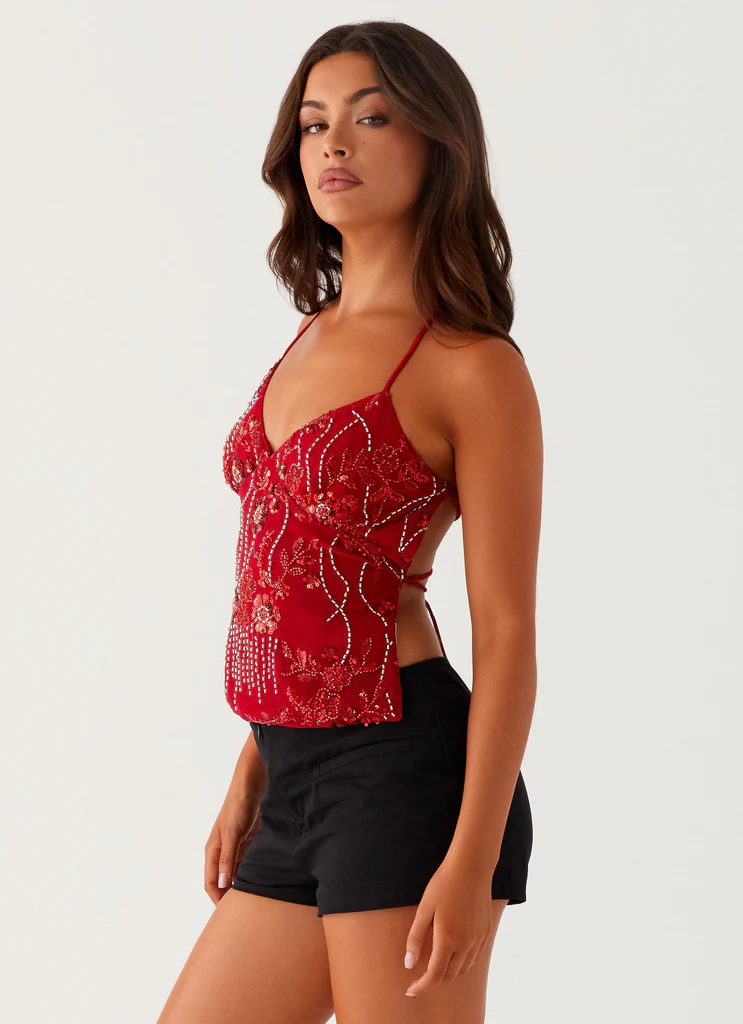 Top in pizzo Kamilla - Rosso