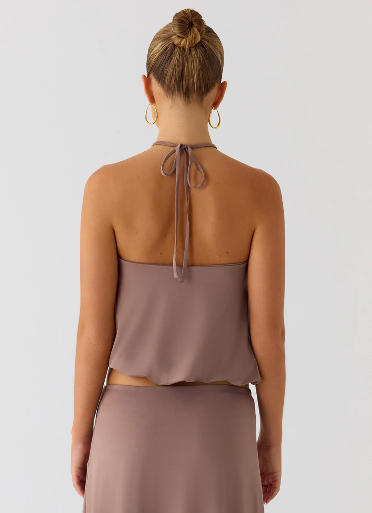 Top a spallino Jisoo - Taupe Deserto