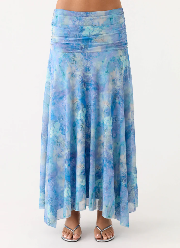 Gonna Maxi con Ruches Liana - Azzurro Paisley