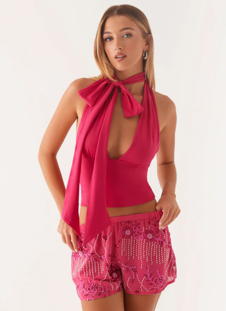 Shorts Mini in Taffettà Mercer - Fucsia