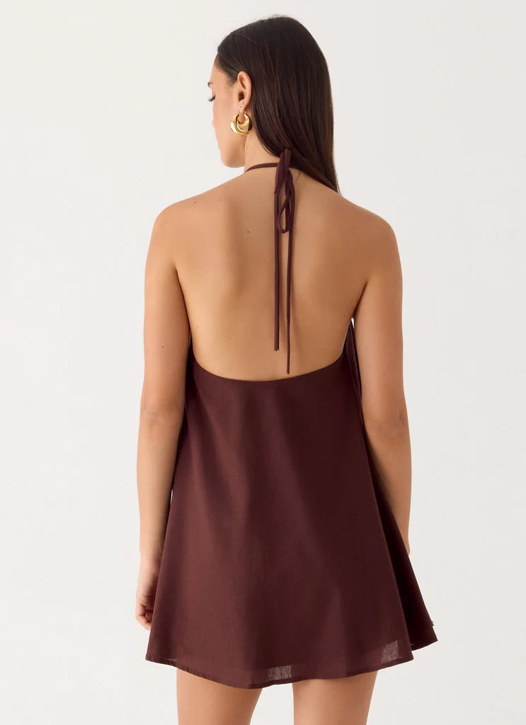 Mini Vestito in Lino Soft Breeze - Cioccolato