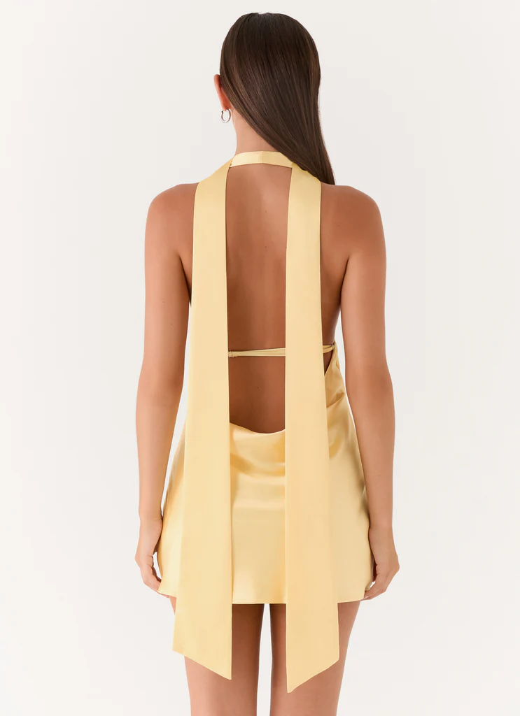 Alicia Mini Vestito a Spalline in Seta - Giallo Pastello