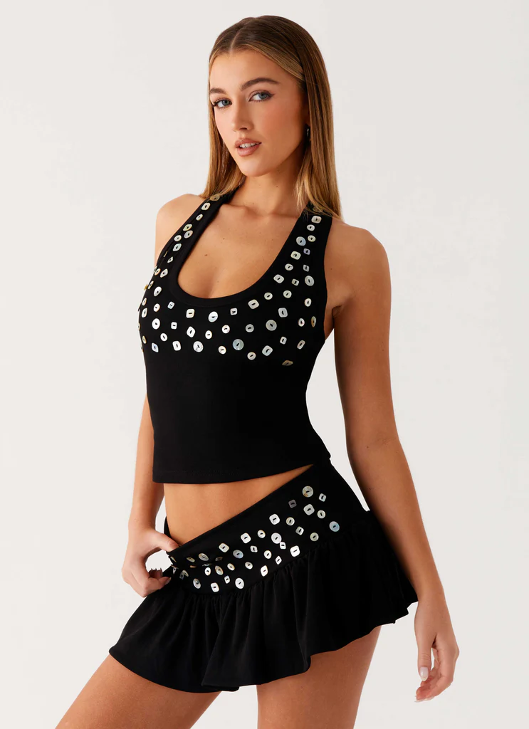 Skort a vita bassa Vegas Nights - Nero