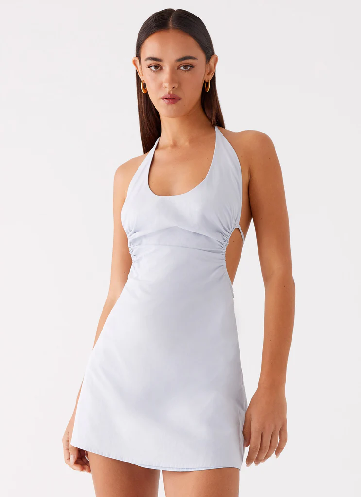 Vestito Mini in Cotone Albie - Blu Fiore di Corno