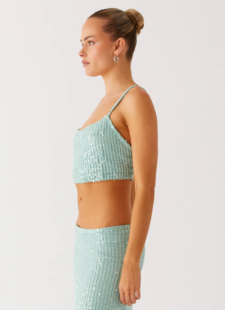 Top a collo in paillettes Amoura - Mint Sage