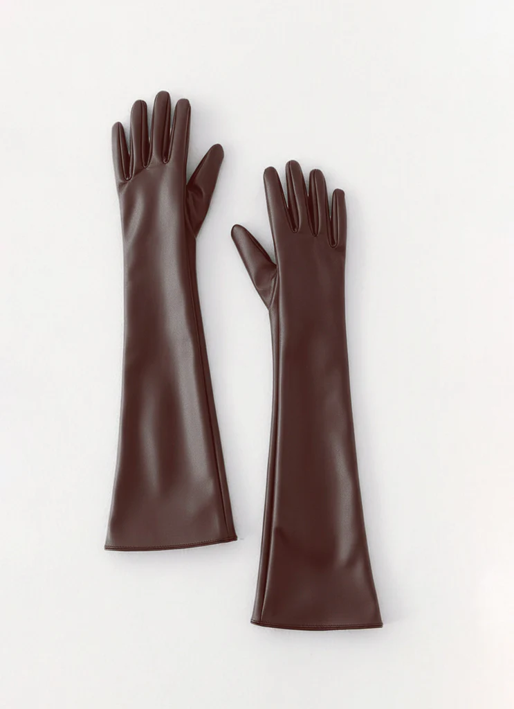 Guanti in Pelle Finta Attalina - Cioccolato