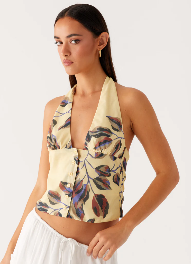 Top a spalline Devoted - Fiori Buttercream