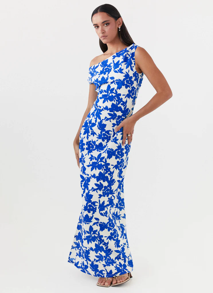 Vestito Maxi Spallato Sfumato Pyper – Fiore Blu Vestito Maxi Spallato Sfumato Pyper - Fiore Blu