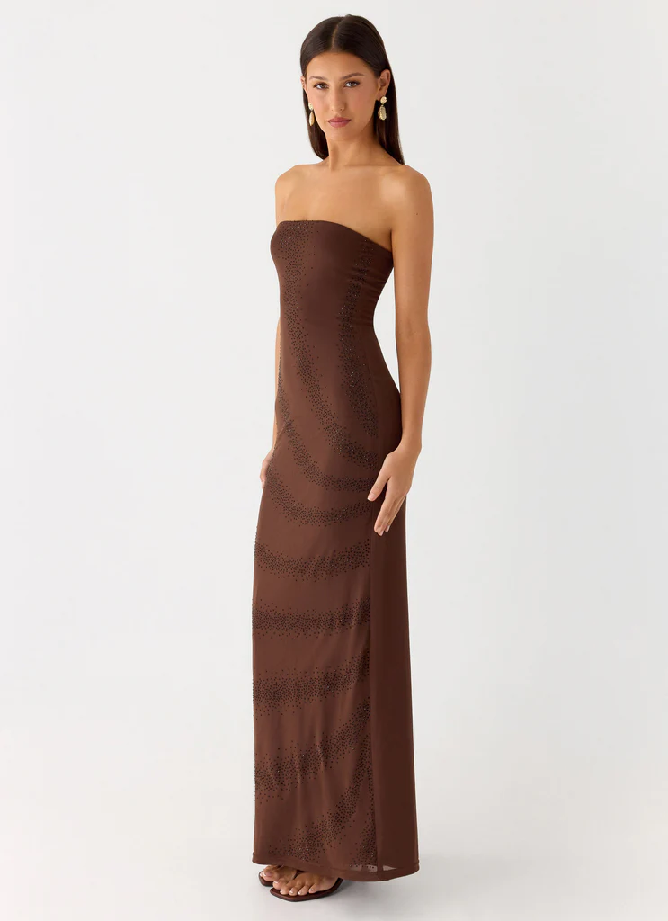 Abito Maxi in Maglia con Perline Belisse - Cioccolato