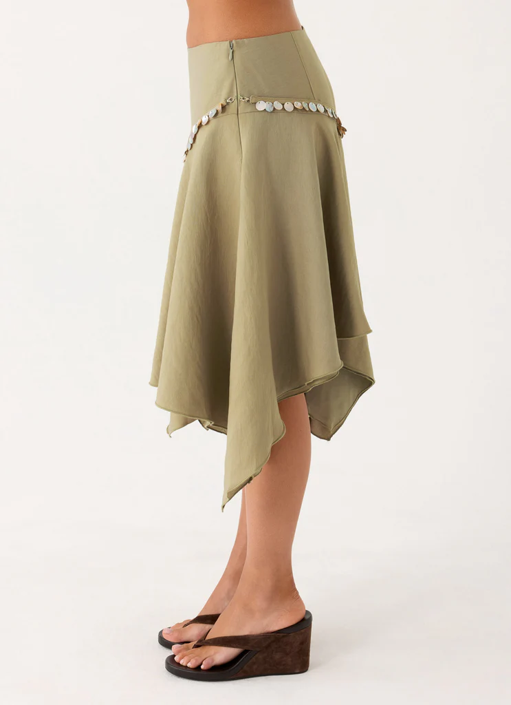Zafira Midi Skirt - Olive Chiaro