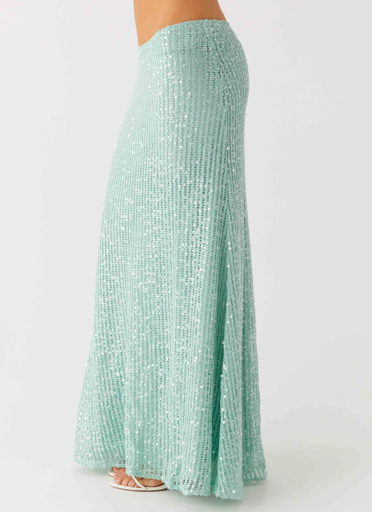 Gonna Maxi in Tessuto Con Paillettes Amoura - Mint Sage