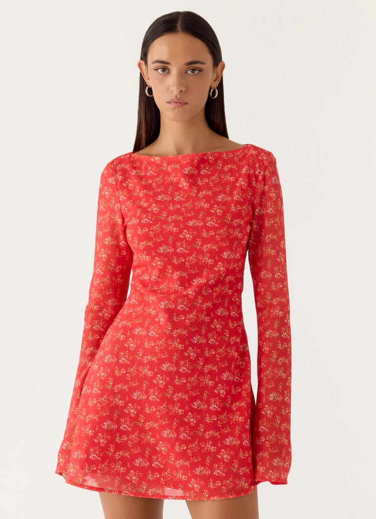 Sabella Mini Dress - Rosso Magenta