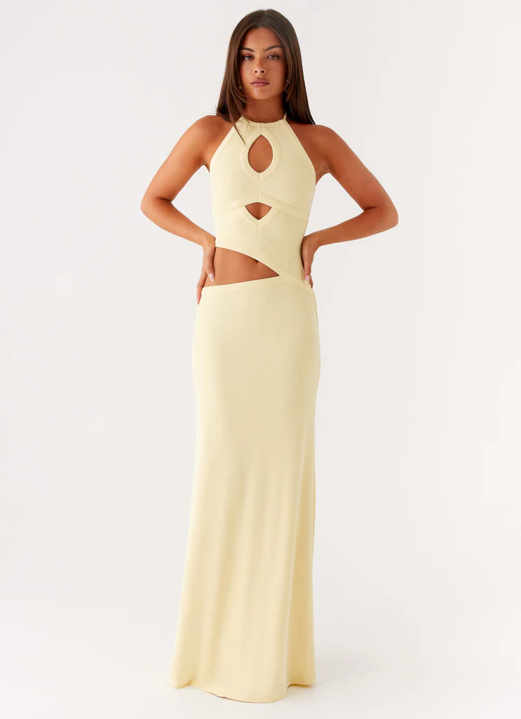 Abito Maxi con Tagliature Lanah - Giallo