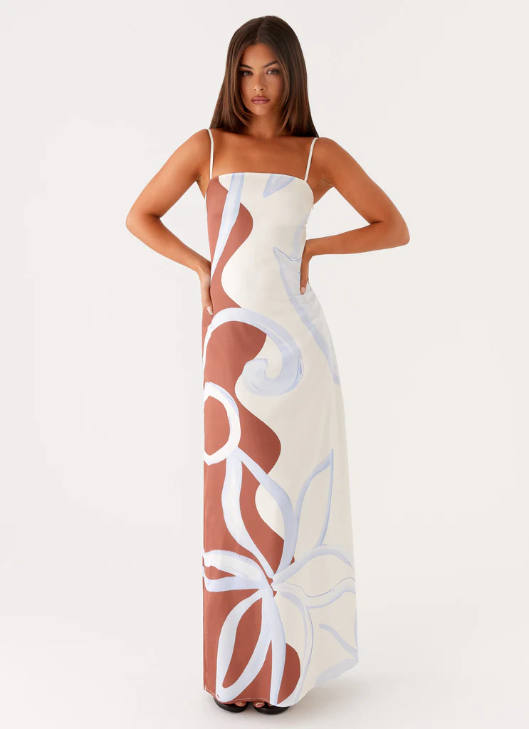 Aster Bloom Maxi Dress - Stampato Wave Bloom