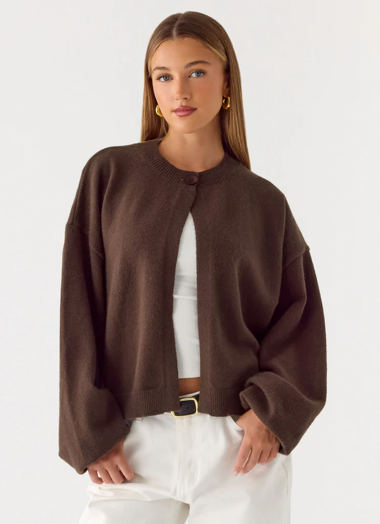 Cardigan a un bottone Annie - Cioccolato