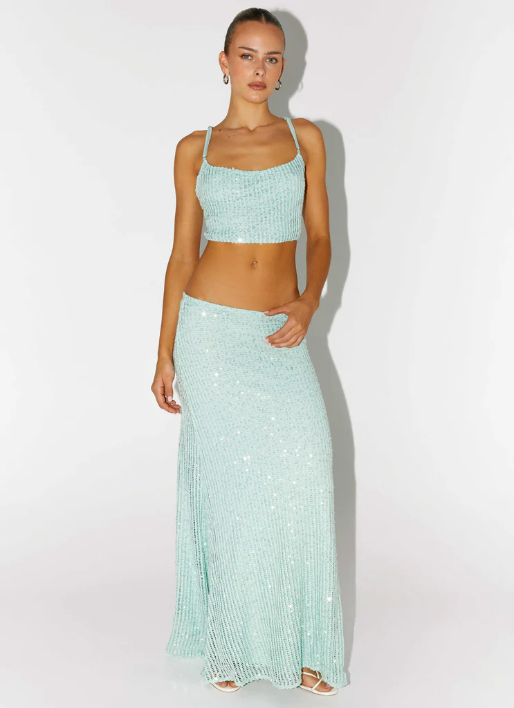 Top a collo in paillettes Amoura - Mint Sage