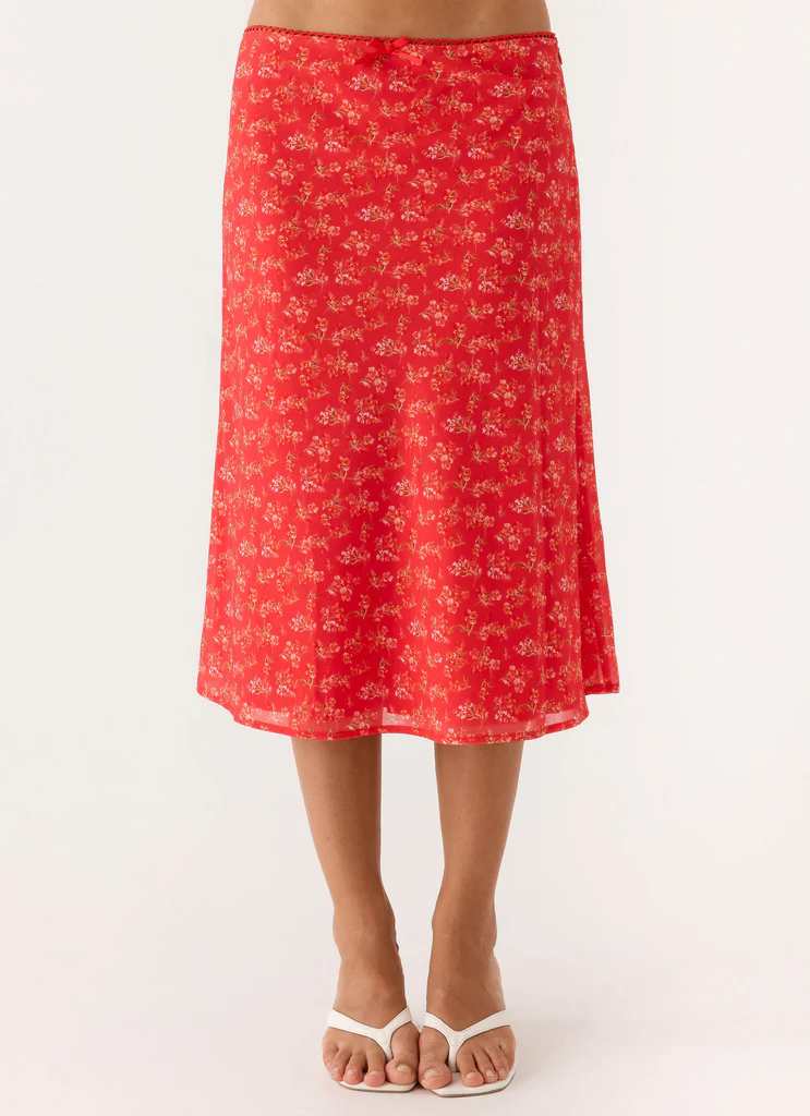 Calia Midi Skirt - Rosso Magenta