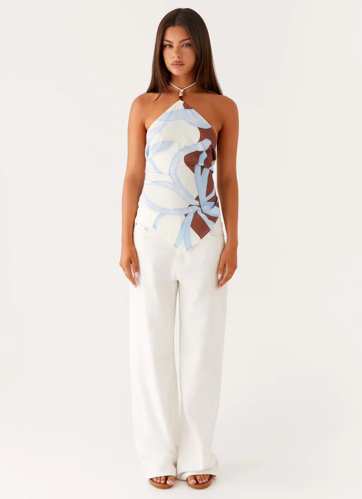 Top a spalline Julissa - Stampa Bloom Wave