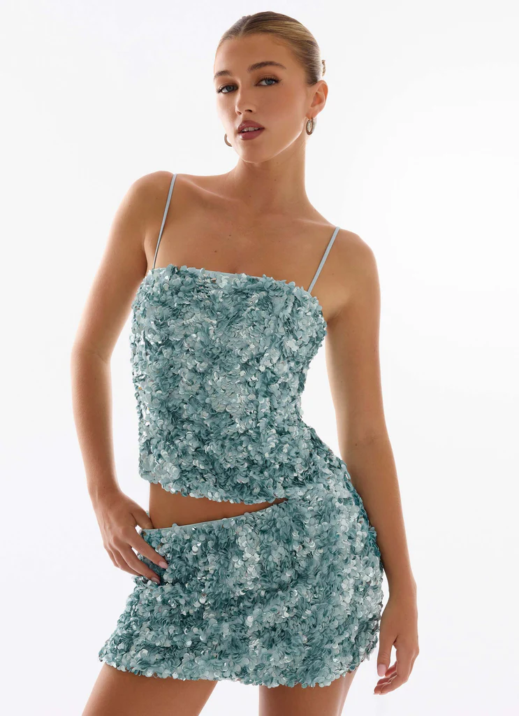 Top in Paillettes Alayna - Azzurro