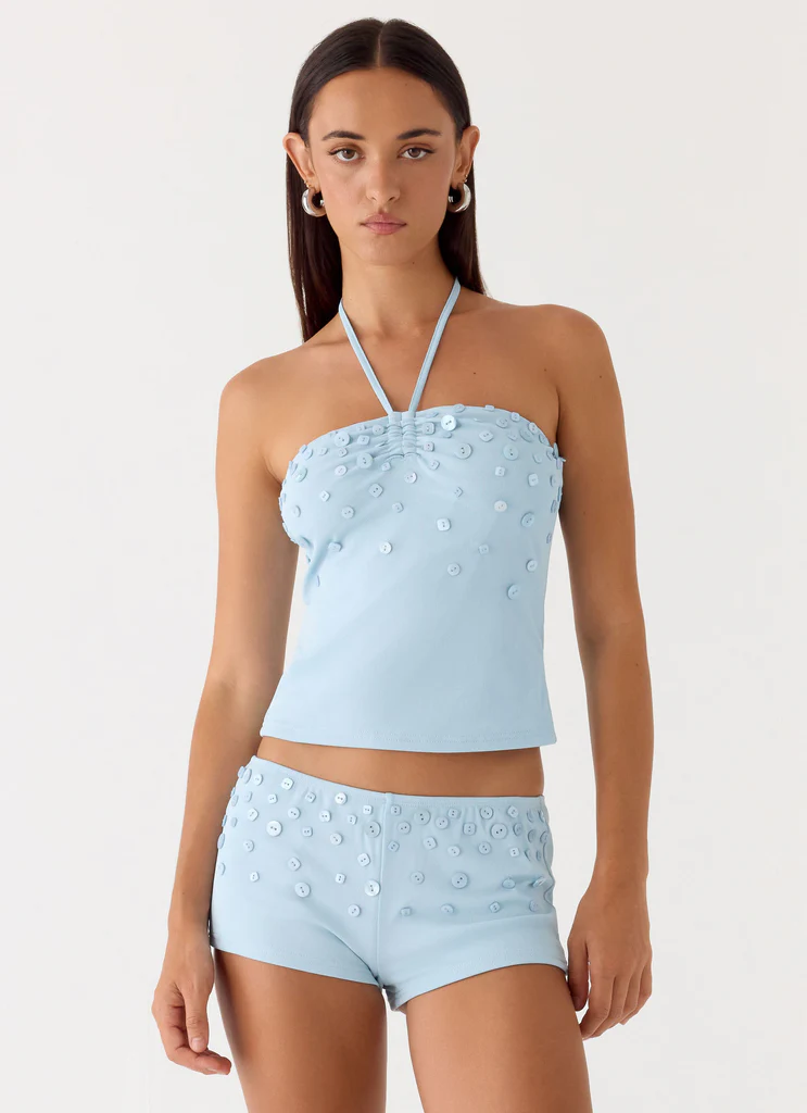 Top con bottoni Bonita - Azzurro chiaro