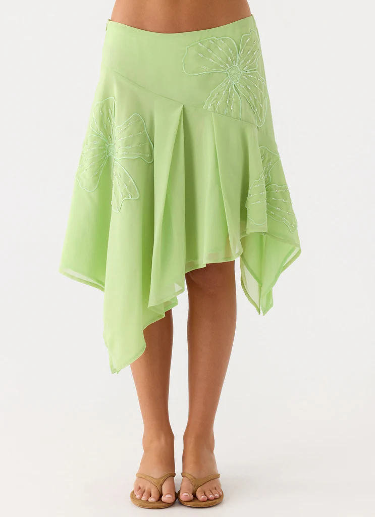 Teneika Mini gonna con fiori applicati - Lime