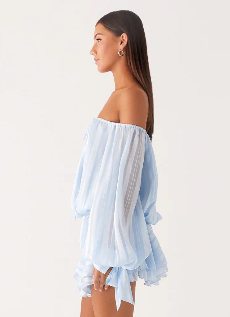 Eira Vestito Mini con Maniche A Balloon - Baby Blue