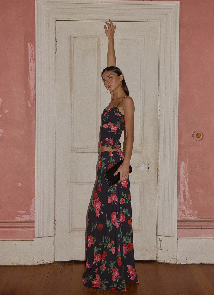 Gonna Maxi in Chiffon Star Girl - Midnight Bloom
