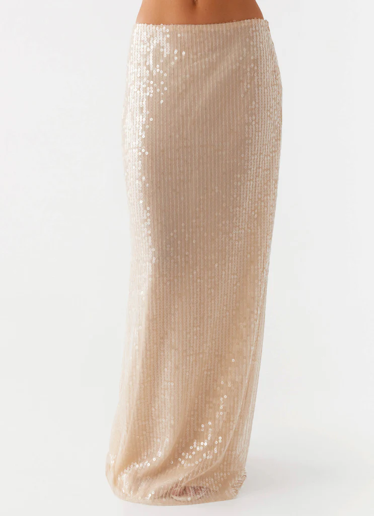 Vestito Lungo in Tulle con Paillettes a Vita Bassa Wisteria – Champagne Vestito Lungo in Tulle con Paillettes a Vita Bassa Wisteria - Champagne