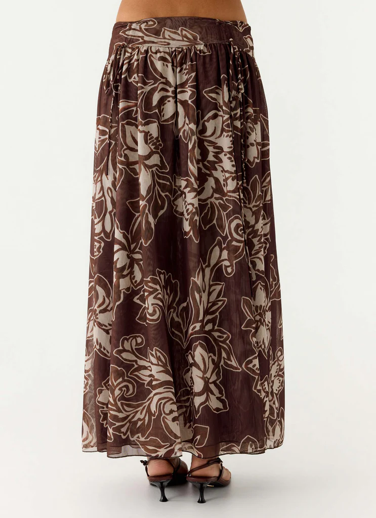 Hot Like Me Maxi Skirt - Espresso Meadow