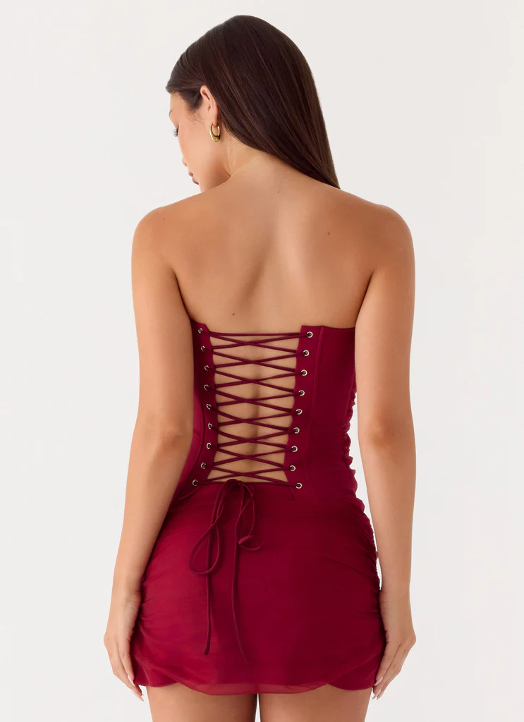 Mini gonna in organza Atenea - Rosso scuro