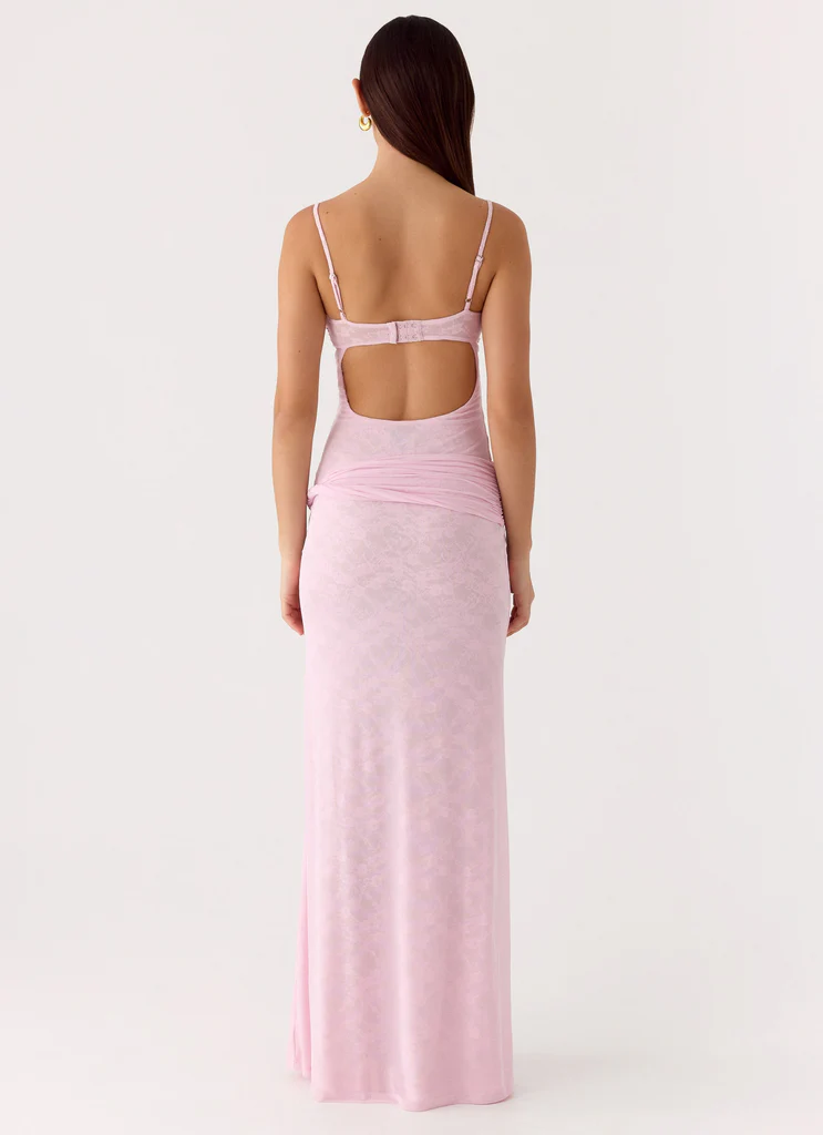 Vestito Maxi in Rete con Pizzo Natty - Rosa Petalo