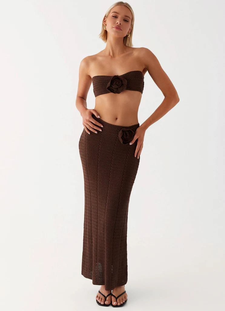 Gonna Maxi all'uncinetto Kelcie Rose - Cioccolato