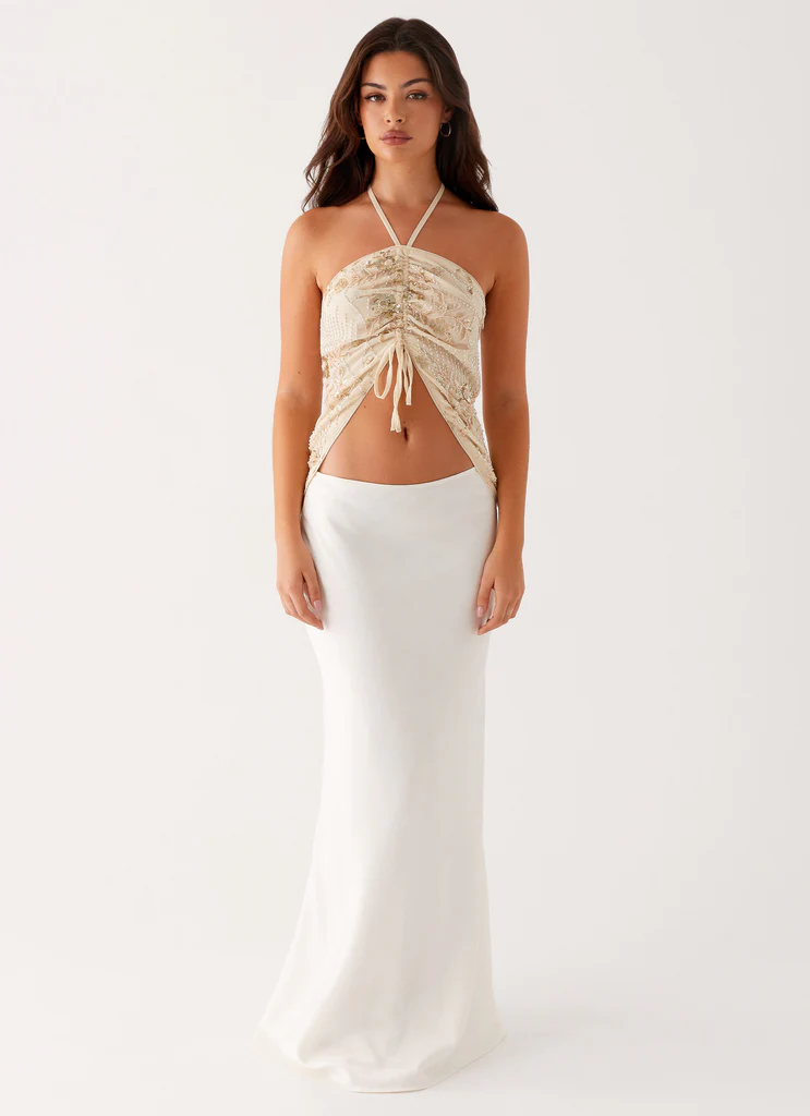 Top a spallina con perline Kirrily - Avorio
