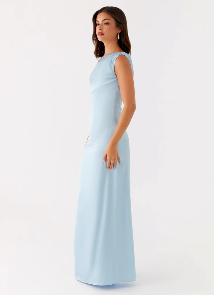Abito Maxi in Seta Heart of Glass - Blu