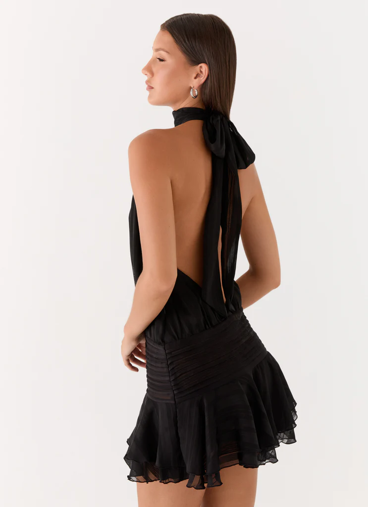 Vestito Mini in Chiffon Willow - Nero