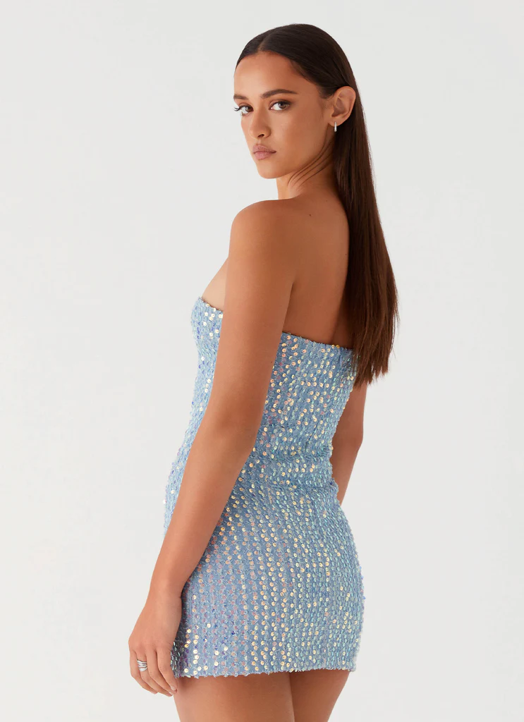 Vestito Mini in Denim con Paillettes Disturbia - Denim con Paillettes